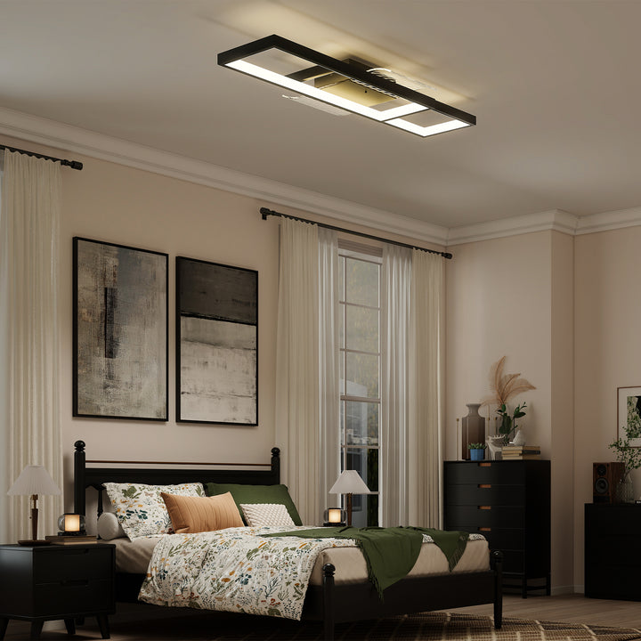 LED Ceiling Light, Modern Dimmable Ceiling Light with Wall Switch &amp; Remote Control, Flush Mount Ceiling Lamp with 3000-6000K Colour Temperatures for Living Room, Bedroom