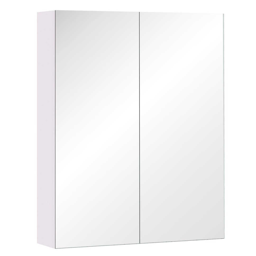 Mirror Cabinet, Wall Mount Bathroom Storage Cabinet with Adjustable Shelf, Double Door Cupboard, 60 x 15 x 75 cm, White