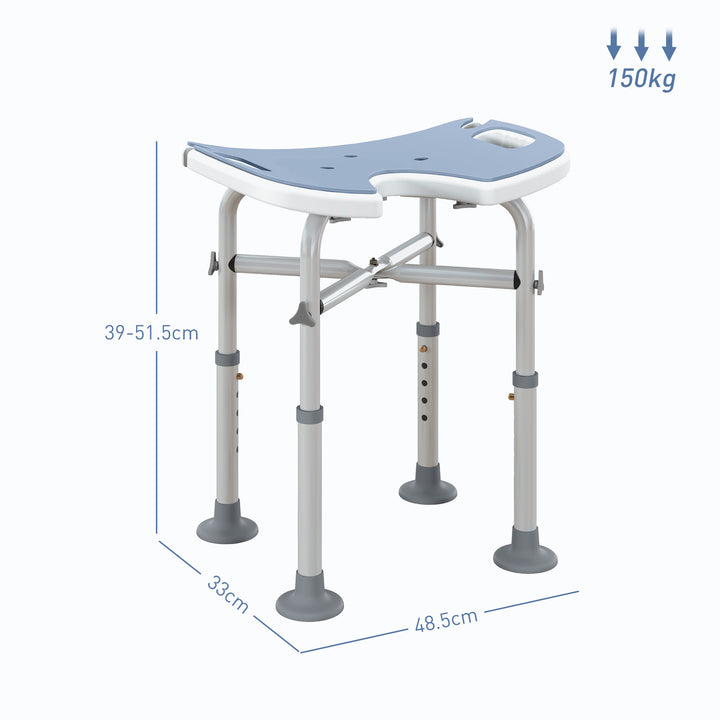 HOMCOM 39-51.5cm 'U' Seat Padded Shower Stool - Light Blue | Aosom UK