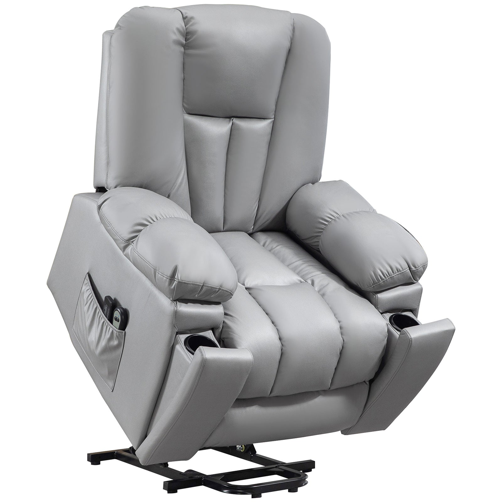 Leathaire Eight Massage Point Armchair, with Reclining Back - Charcoal Grey