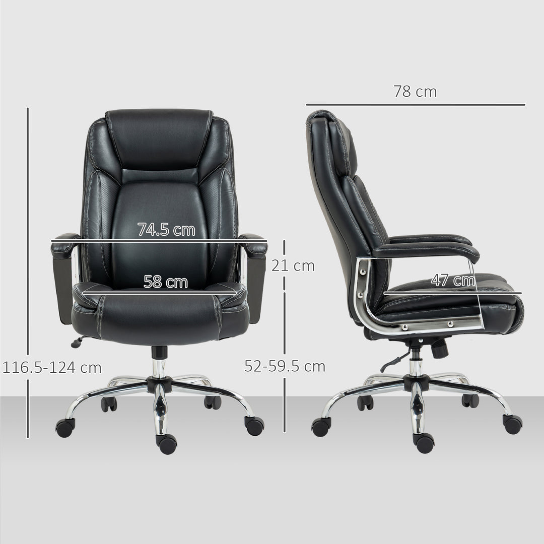 Ergonomic Office Chair, Heavy Duty Faux Leather Desk Chair with Tilt Function, Adjustable Height, 227kg 500LBS Swivel Computer Chair for Home Study, Black
