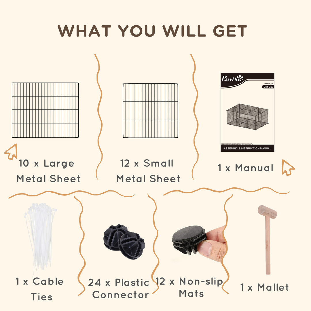 MCL Pet Playpen DIY Small Animal Cage Metal Fence with Door, 22 Pieces, for Bunny Chinchilla Hedgehog Guinea Pig