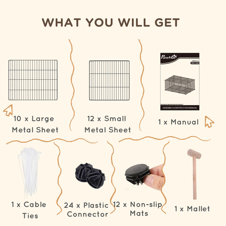 MCL Pet Playpen DIY Small Animal Cage Metal Fence with Door, 22 Pieces, for Bunny Chinchilla Hedgehog Guinea Pig