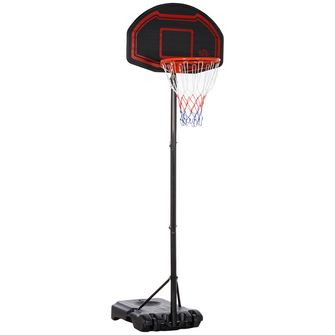 Basketball Hoop Stand Portable Adjustable Height 2.1-2.6m w/ Wheels, Sturdy Rim Stable Base, Black