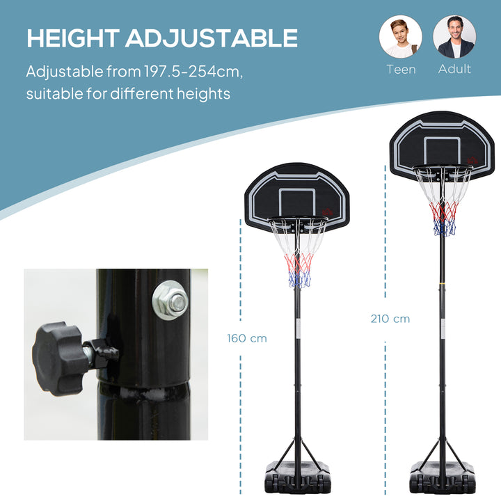 Adjustable Basketball Hoop and Stand, with Wheels and Weight Base Black