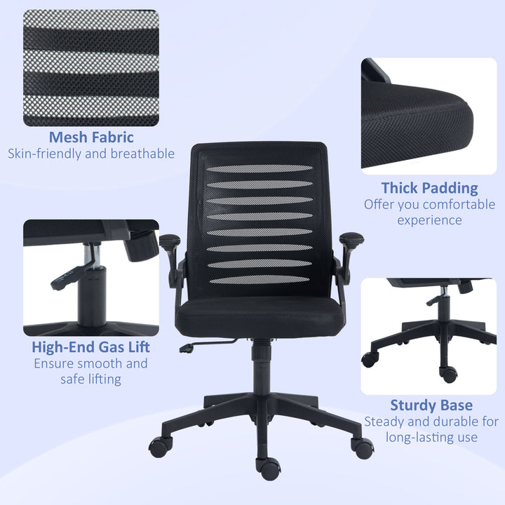 44-53.5cm Adjustable Height Work Chair, with Mesh Back - Black