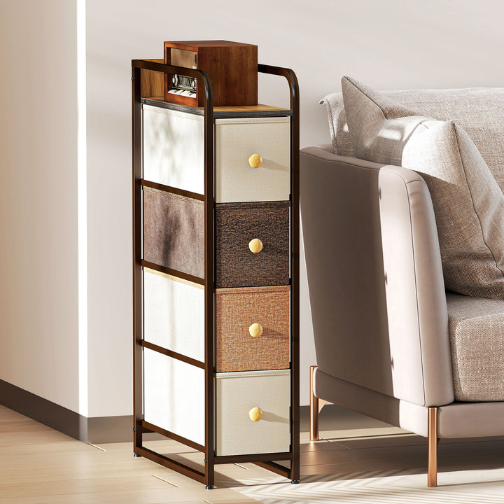 4-Drawer Storage Organiser Unit, Chest of Drawers with Steel Frame for