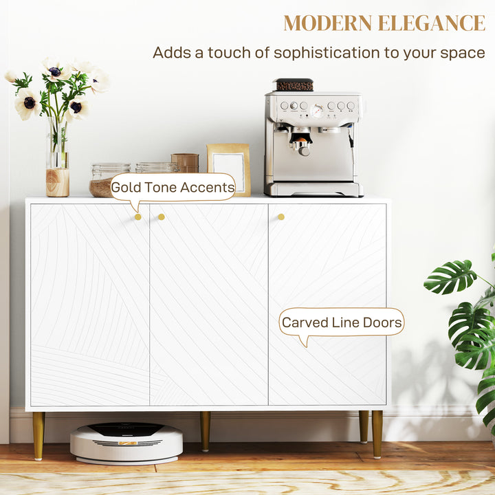 Elegant Two-Cupboard Sideboard - White/Gold-Tone