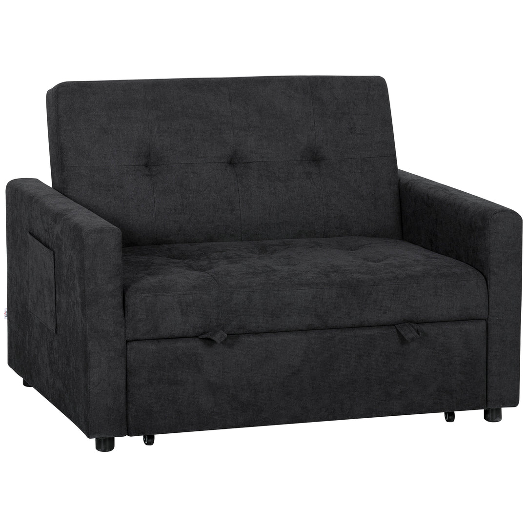 Loveseat Sofa Bed, Convertible Bed Settee with 2 Pillows, Side Pockets
