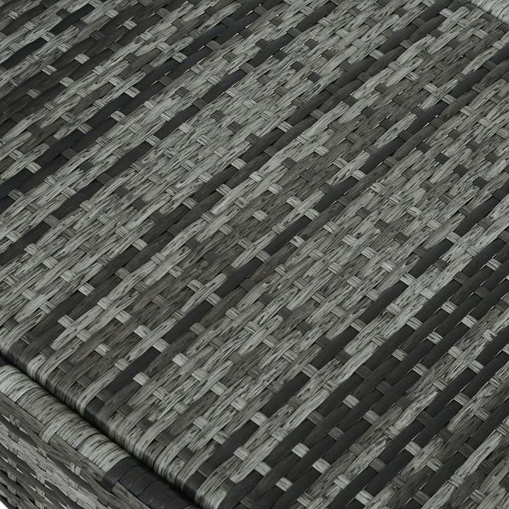 MCL 2PC Rattan Sun Lounger Recliner Bed Reclining Chair Patio Garden Outdoor Wicker Weave Adjustable Headrest with Fire Retardant Cushion – Grey