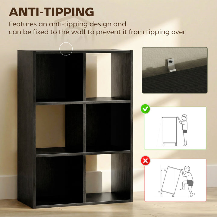 Industrial Style Storage Shelf, Bookcase, Bookshelf with 6 Compartment
