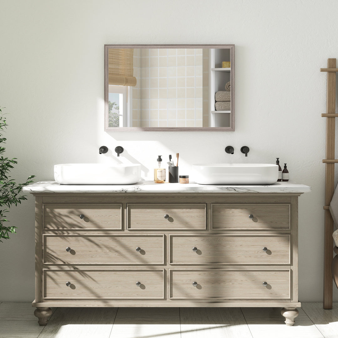 Wall Bathroom Mirror, 40 x 60 cm Wall-Mounted Mirror for Living Room, 