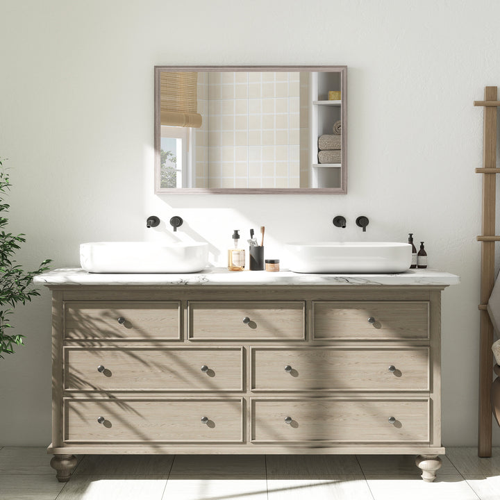 Wall Bathroom Mirror, 40 x 60 cm Wall-Mounted Mirror for Living Room, 