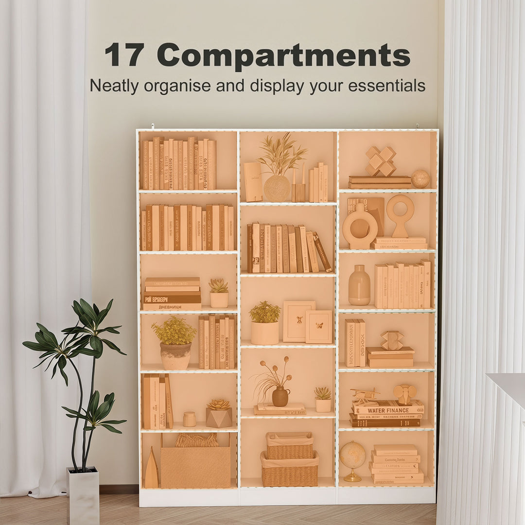 Bookcase with Open Storage, 6-Tier Bookshelf with Anti-Tipping Hardwar