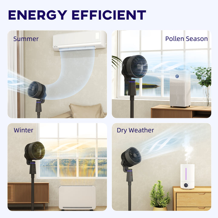 Pedestal Air Circulation Fan with Oscillating, Light Off, Black