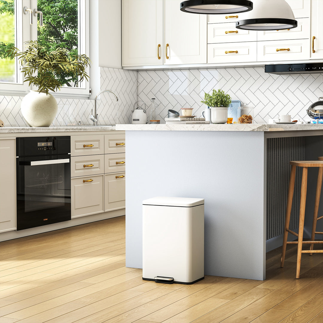 MCL 20L Kitchen Bin with Soft-Close Lid and Stay-Open Function, Pedal Bin with Removable Inner Bucket for Kitchen, Office, Home, Cream