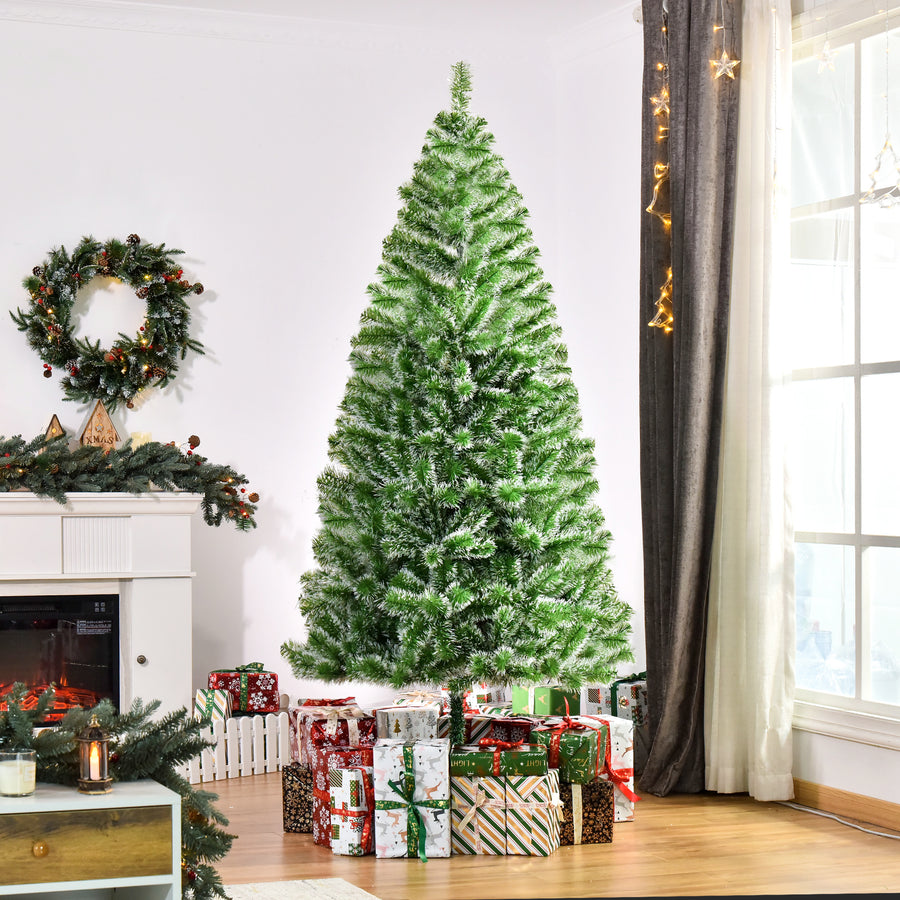 7FT Indoor Christmas Tree Artificial Decoration Xmas Gift with Metal Stand Branch Tips