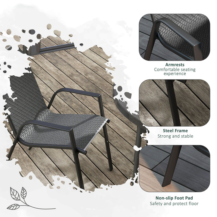 Four-Piece Stacking Rattan Garden Seat Set - Grey