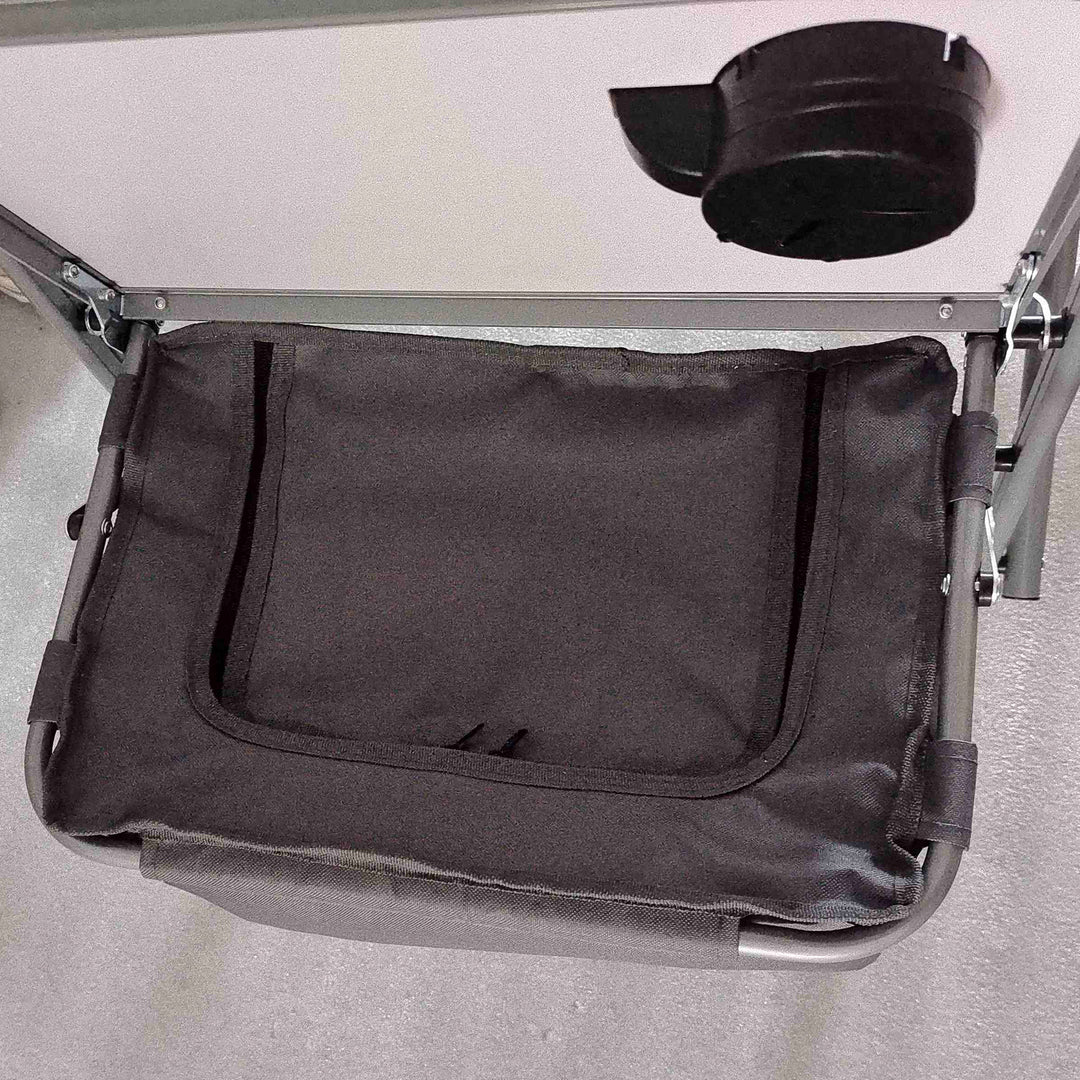 Folding Aluminium Camping Chair, with Cooler Bag Table - Grey