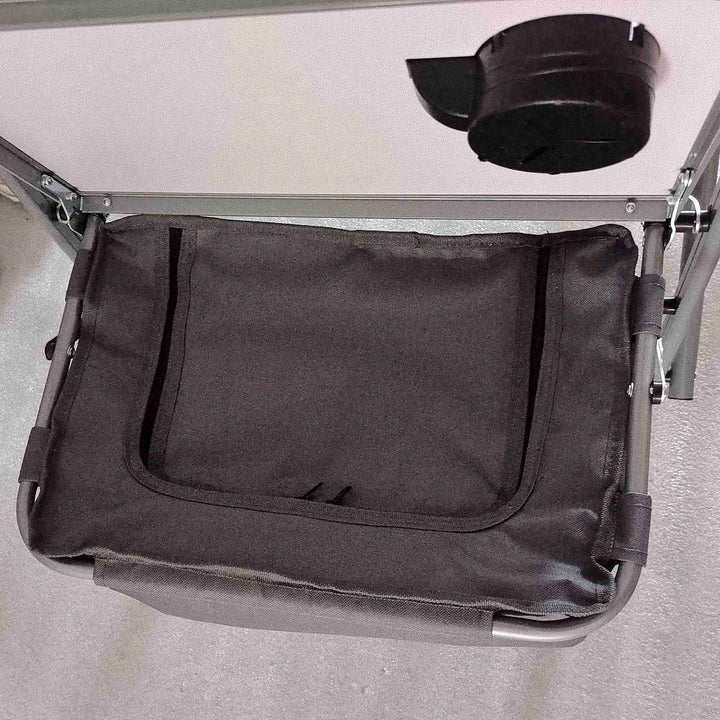 Folding Aluminium Camping Chair, with Cooler Bag Table - Grey