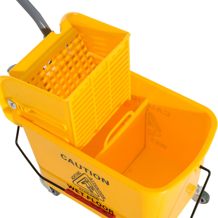 20L Mop Bucket on Wheels, with Water Separation Panel - Yellow