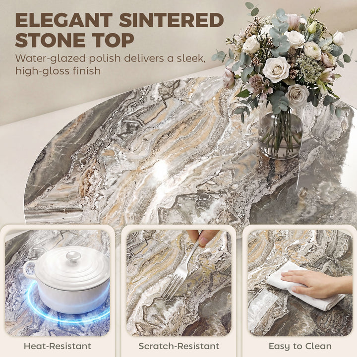 Coffee Table Sintered Stone Top Adjustable Foot Pads Modern Centre Tab