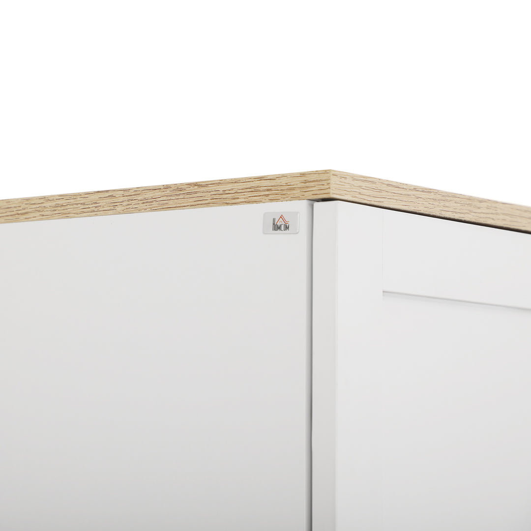 Freestanding Kitchen Cupboard, 4-Door Storage Cabinet Organizer with Adjustable Shelves White
