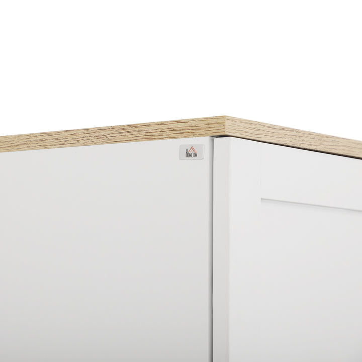 Freestanding Kitchen Cupboard, 4-Door Storage Cabinet Organizer with Adjustable Shelves White