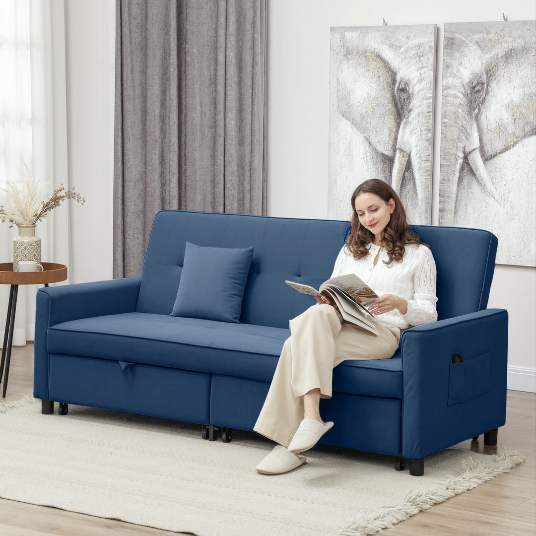 Three-Person Velvet-Feel Sofa Bed