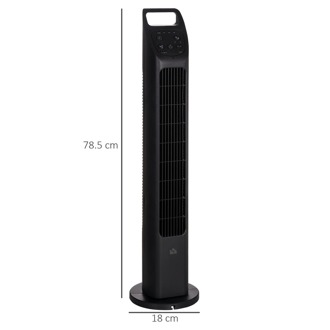 31" Oscillating Tower Fan with Remote Control, 4H Timer, 3 Speed 3 Modes, Quiet Electric Floor Standing Fan for Home Bedroom Office, Black