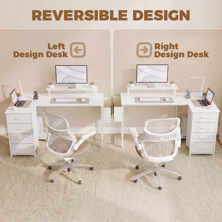 L Shaped Gaming Desk Reversible Power Outlets Corner Desk Storage - view 6