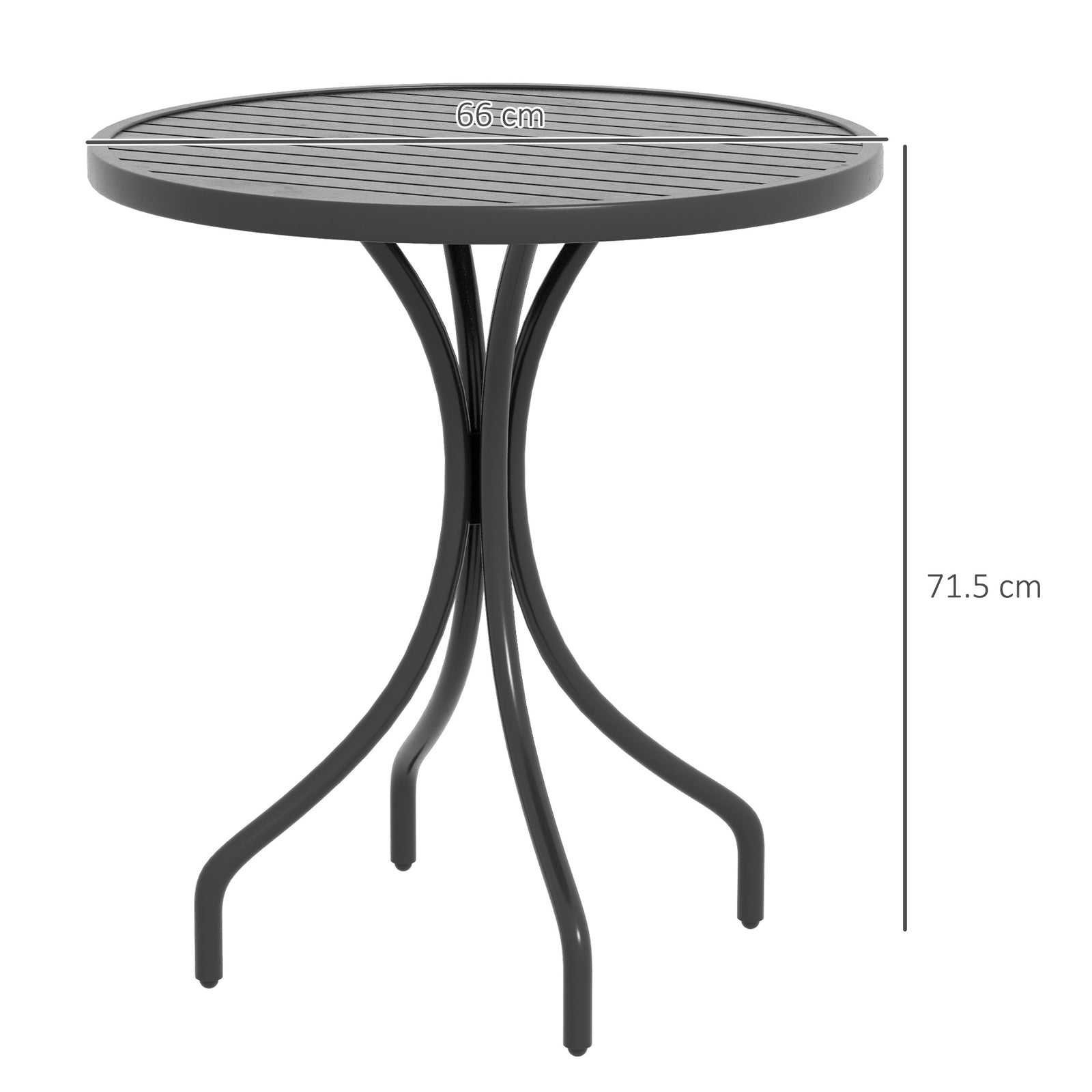 66cm Patio Table, Round Garden Table, Outdoor Side Table with Steel Fr
