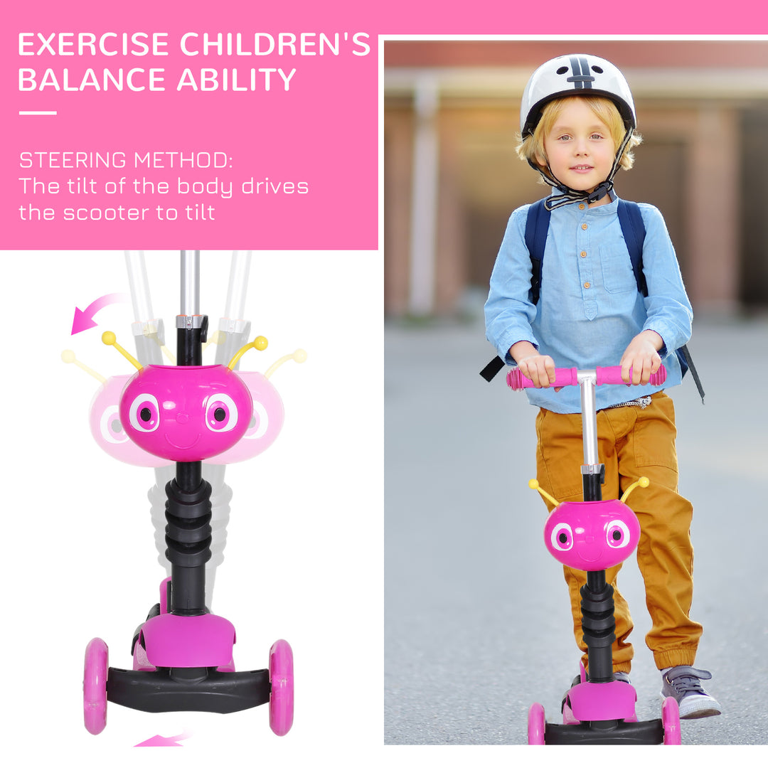 MCL Adjustable Kids Toddler Scooter, with Removable Seat, Back Handle, Pink
