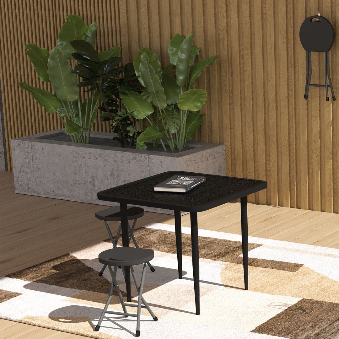 Set of Four Folding Carry Stools - Charcoal Grey