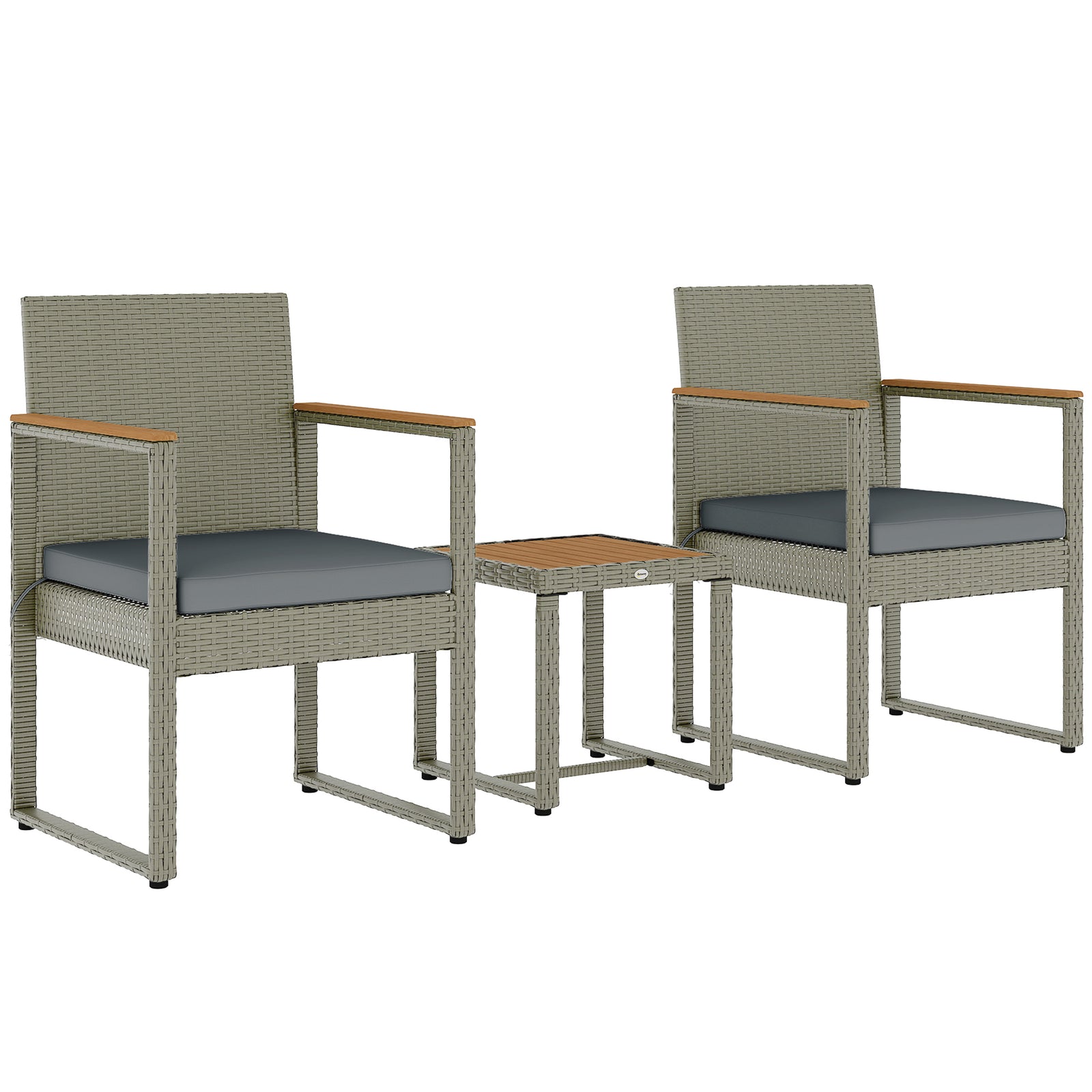 Three-Piece Rattan Chair Set - Grey