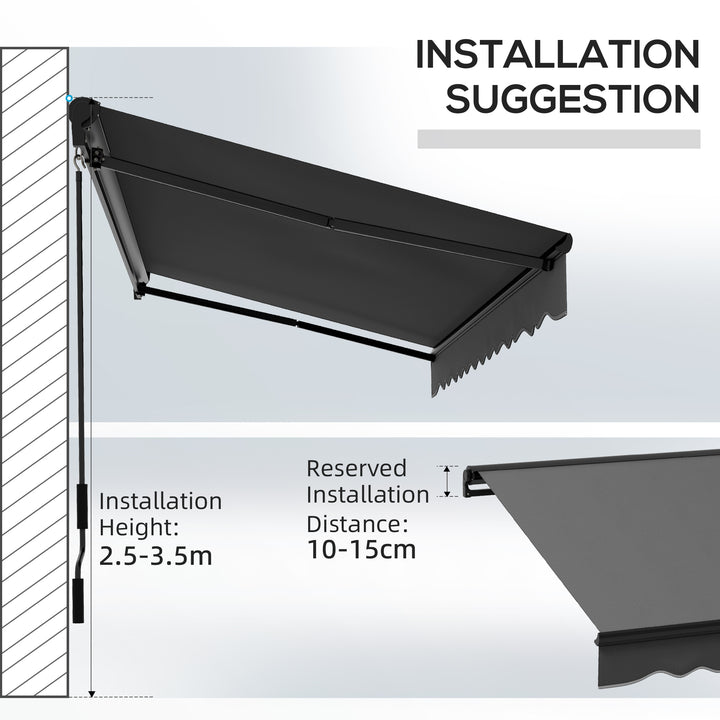 2.5 x 3.5m Aluminium Frame Electric Awning, with Remote - Dark Grey