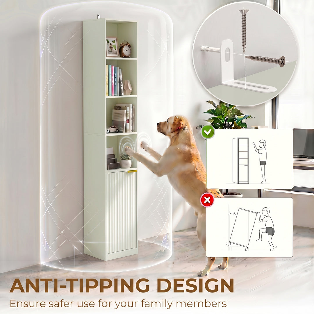 Bookcase Adjustable Shelf Bookshelf Anti-Tip Hardware 6-Tier Storage C