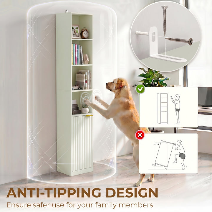 Bookcase Adjustable Shelf Bookshelf Anti-Tip Hardware 6-Tier Storage C