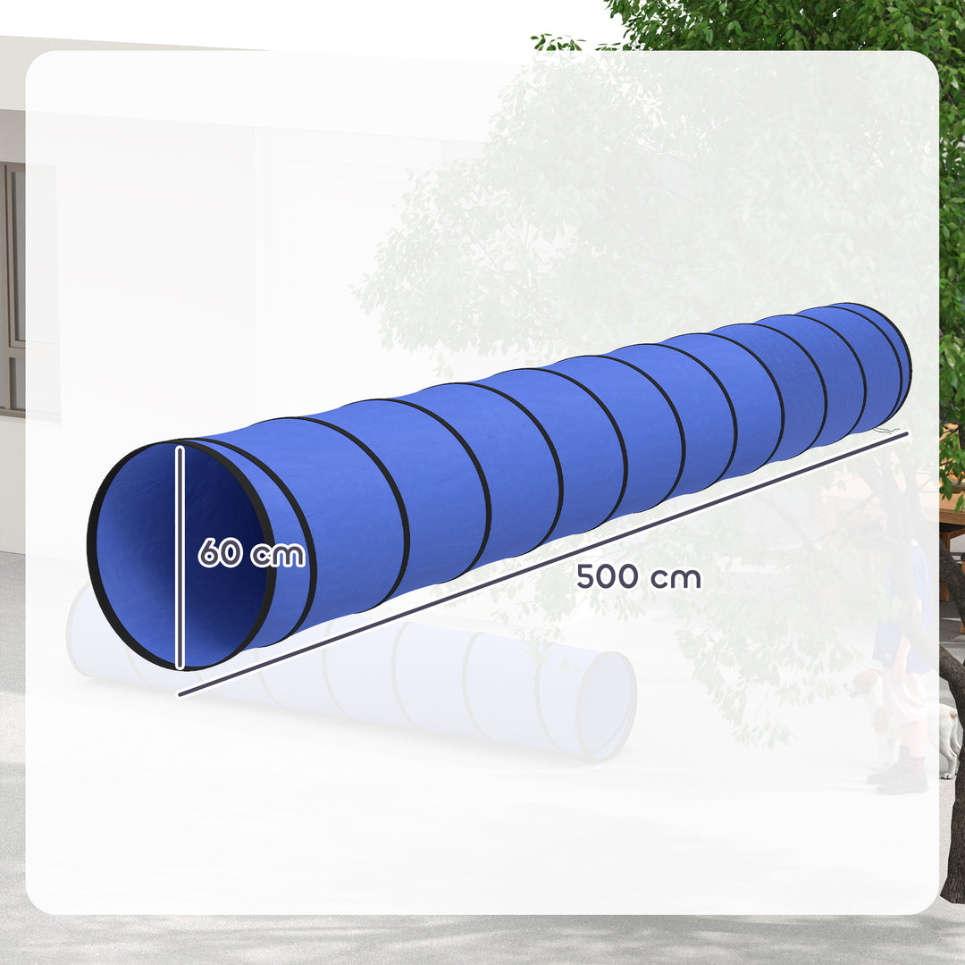 Dog Tunnel, 500 x 60 cm, Foldable Play Tunnel with 6 Pegs and Bag, Tea