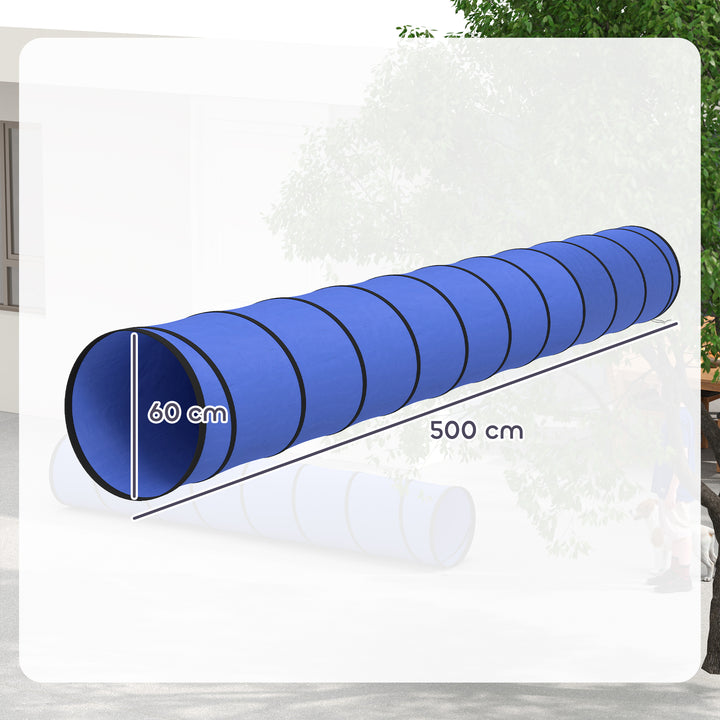 Dog Tunnel, 500 x 60 cm, Foldable Play Tunnel with 6 Pegs and Bag, Tea