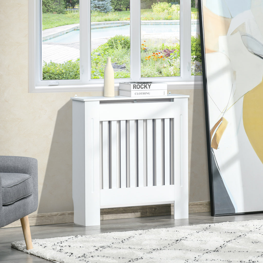 MCL Slatted Radiator Cover Painted Cabinet MDF Lined Grill in White (78L x 19W x 81H cm)