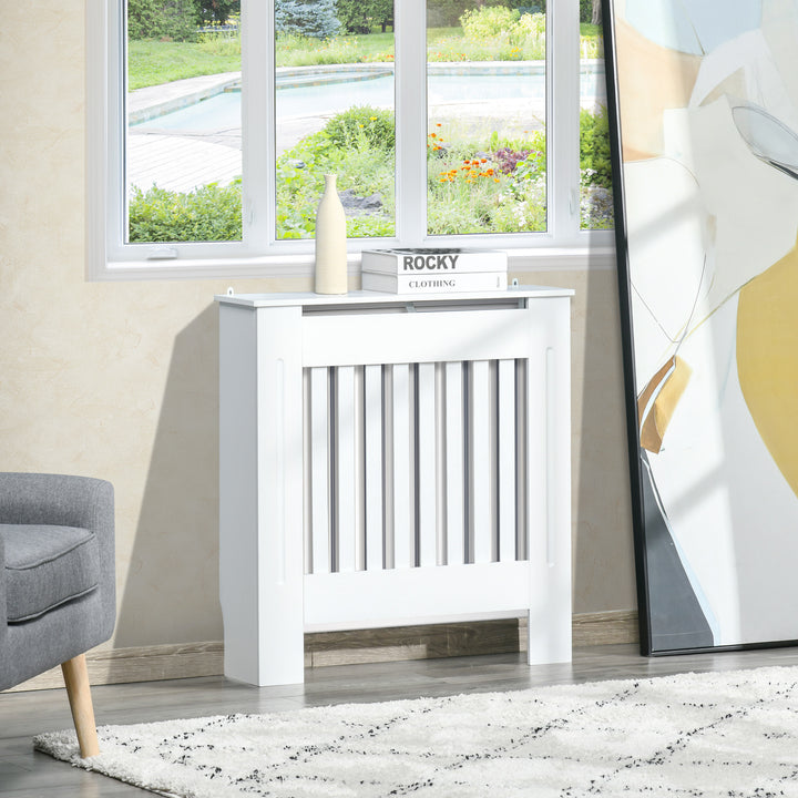 MCL Slatted Radiator Cover Painted Cabinet MDF Lined Grill in White (78L x 19W x 81H cm)
