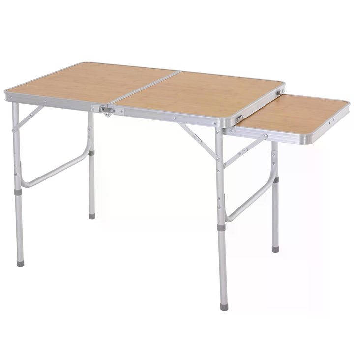 Outsunny Portable Folding Picnic Table, 3ft Aluminium Frame with MDF Top, Lightweight for Outdoor Use, Silver | Aosom UK