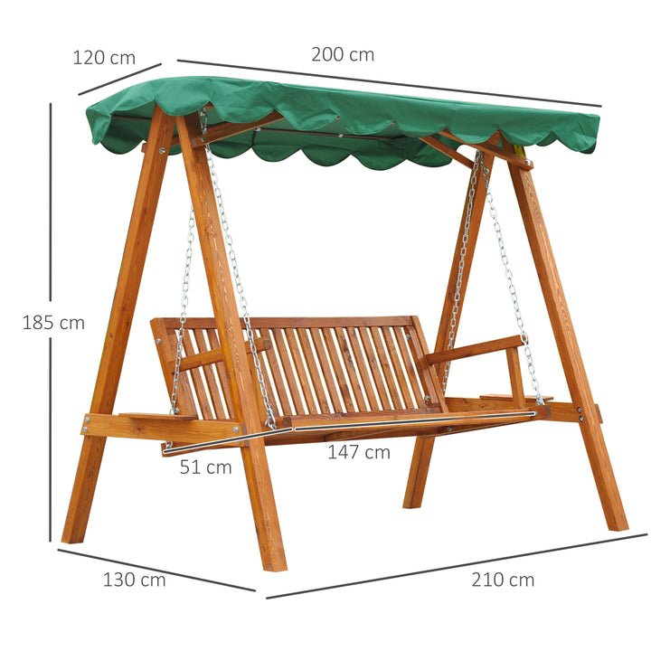 3-Seater Pinewood Swing Chair-Green