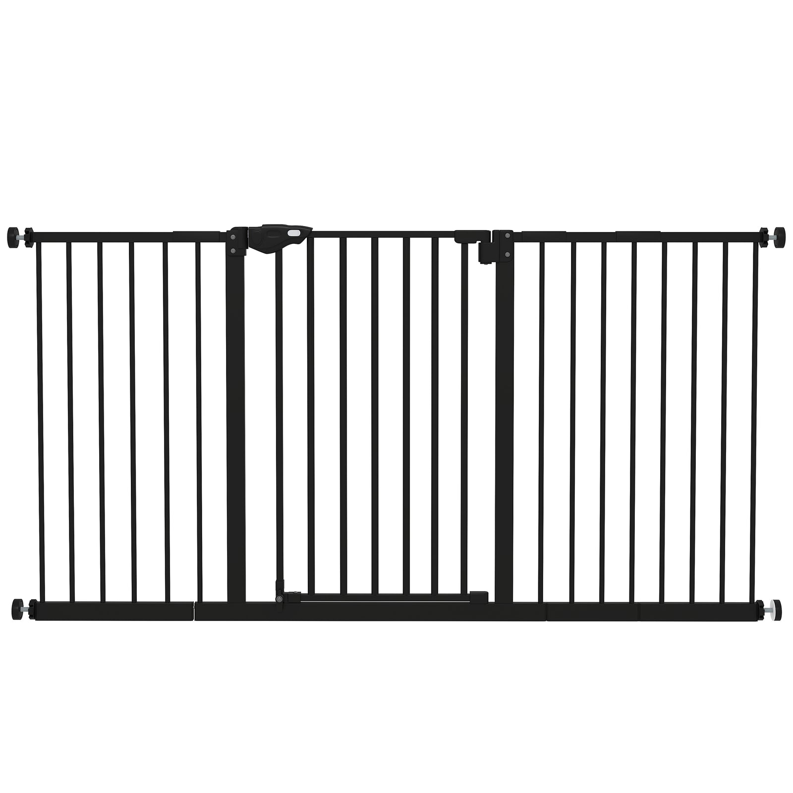 Adjustable Safety Gate w/ Three Extensions, Four Adjustable Screws, Black