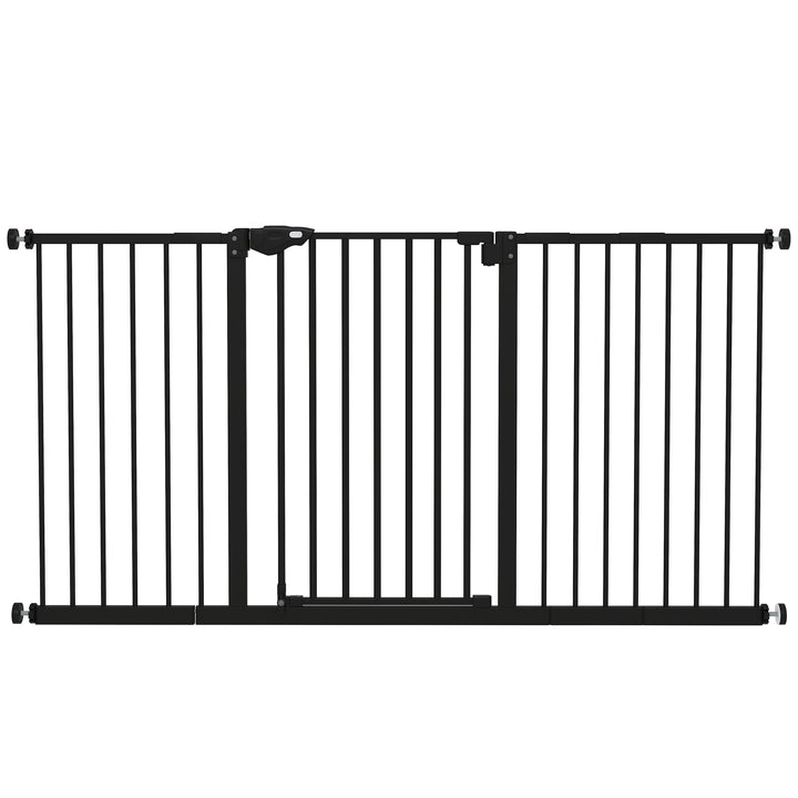 Adjustable Safety Gate w/ Three Extensions, Four Adjustable Screws, Black