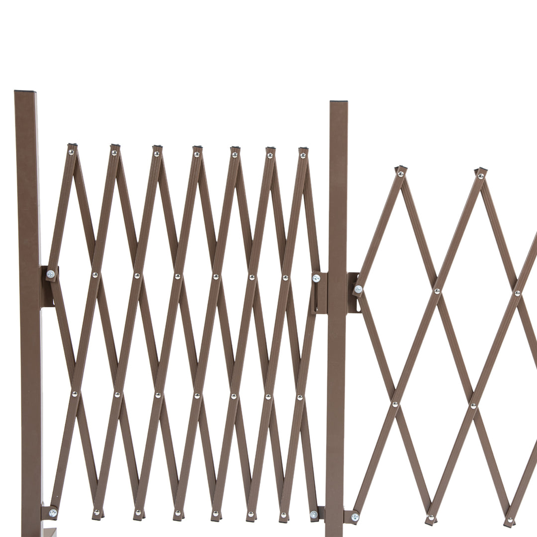 Expanding Trellis Fence Freestanding Movable Fence Foldable Garden Screen Panel Aluminium, 405cm x 103.5cm, Dark Brown
