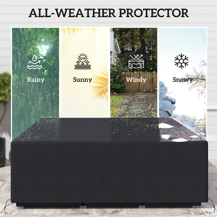 600D Oxford Outdoor Garden Furniture Sofa Set Cover, Waterproof Anti-UV Rattan Sun Lounger Protection Protector Cover, 225L x 210W x 70Hcm, Black