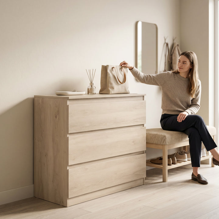 3-Drawer Storage Organiser Unit, Chest of Drawers for Bedroom, Living 