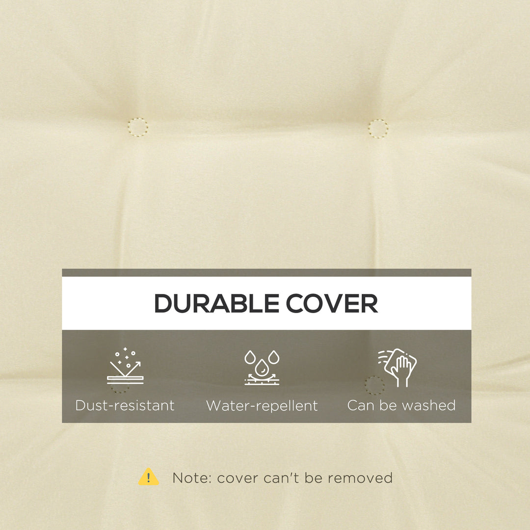 Set of 4 Garden Seat Cushion with Ties, 42 x 42cm Replacement Dining Chair Seat Pad, Cream White
